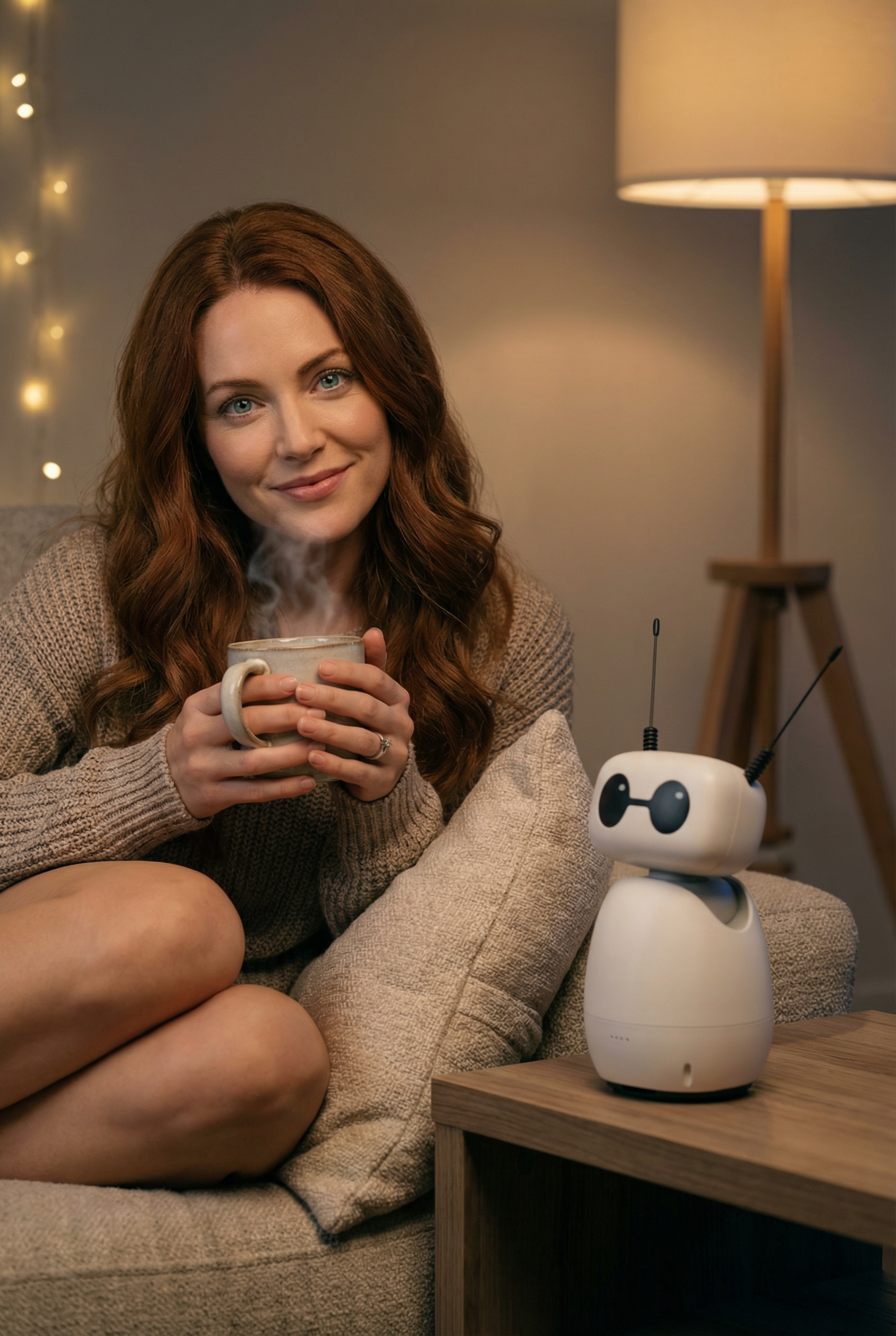 A woman relaxing at home with Maxy